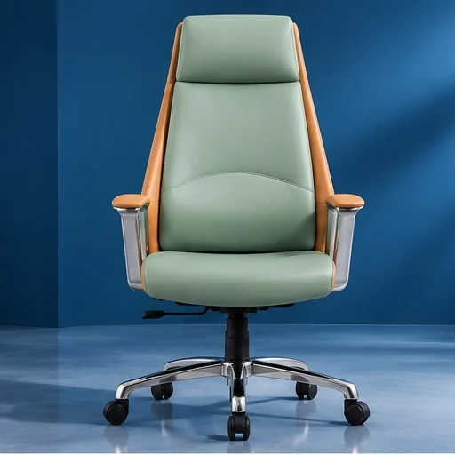 Sudam Flexi HB executive chair in mint green and tan leatherette, front view