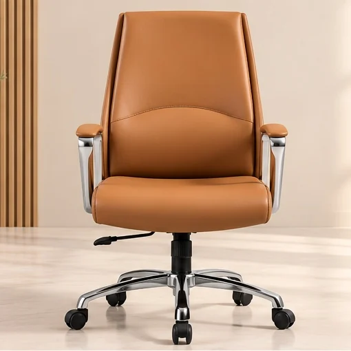 Sudam Flexi MB executive chair in tan leatherette, front view